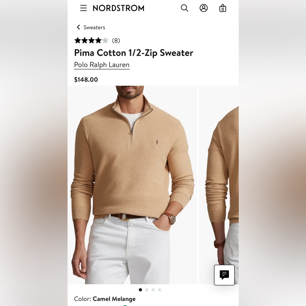 POLO RALPH
LAUREN - Logo-Embroidered
Waffle-Knit Pima
Cotton Half-Zip
Sweater